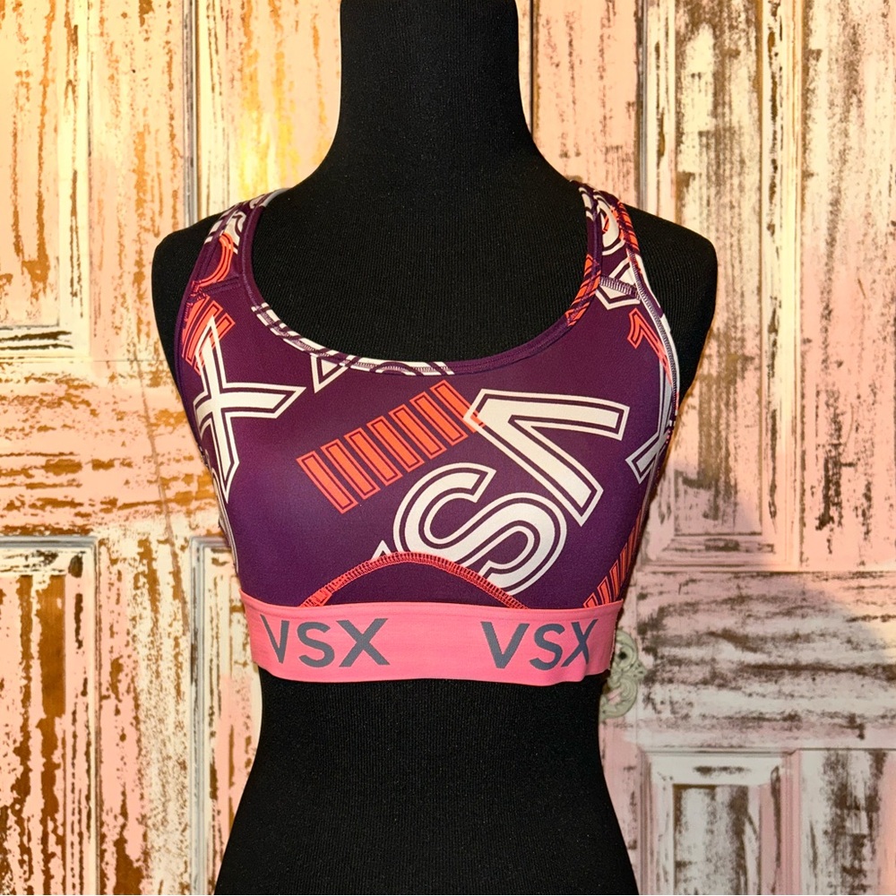 Victoria's Secret VSX Graphic Purple and Coral Sports Bra